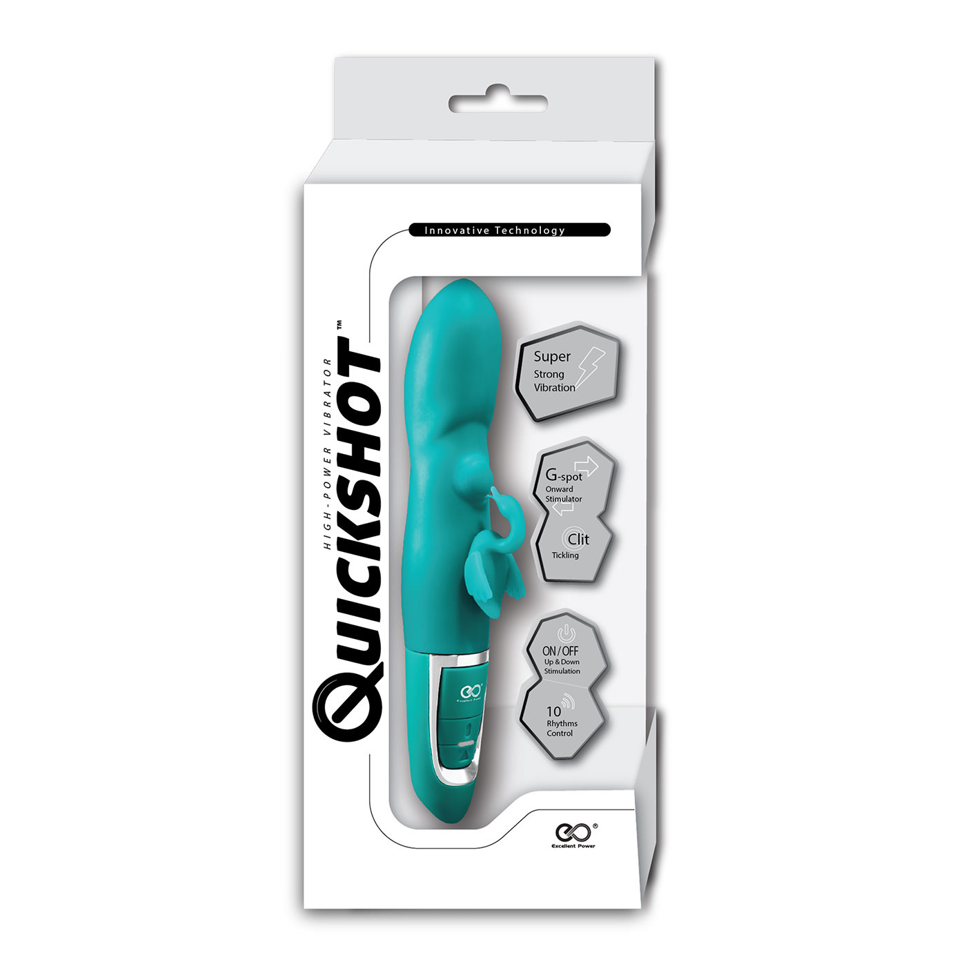 Vibrador Feminino Cisne Verde com embalagem, mostrando detalhes do controle e da tecnologia inovadora de vibra��o.