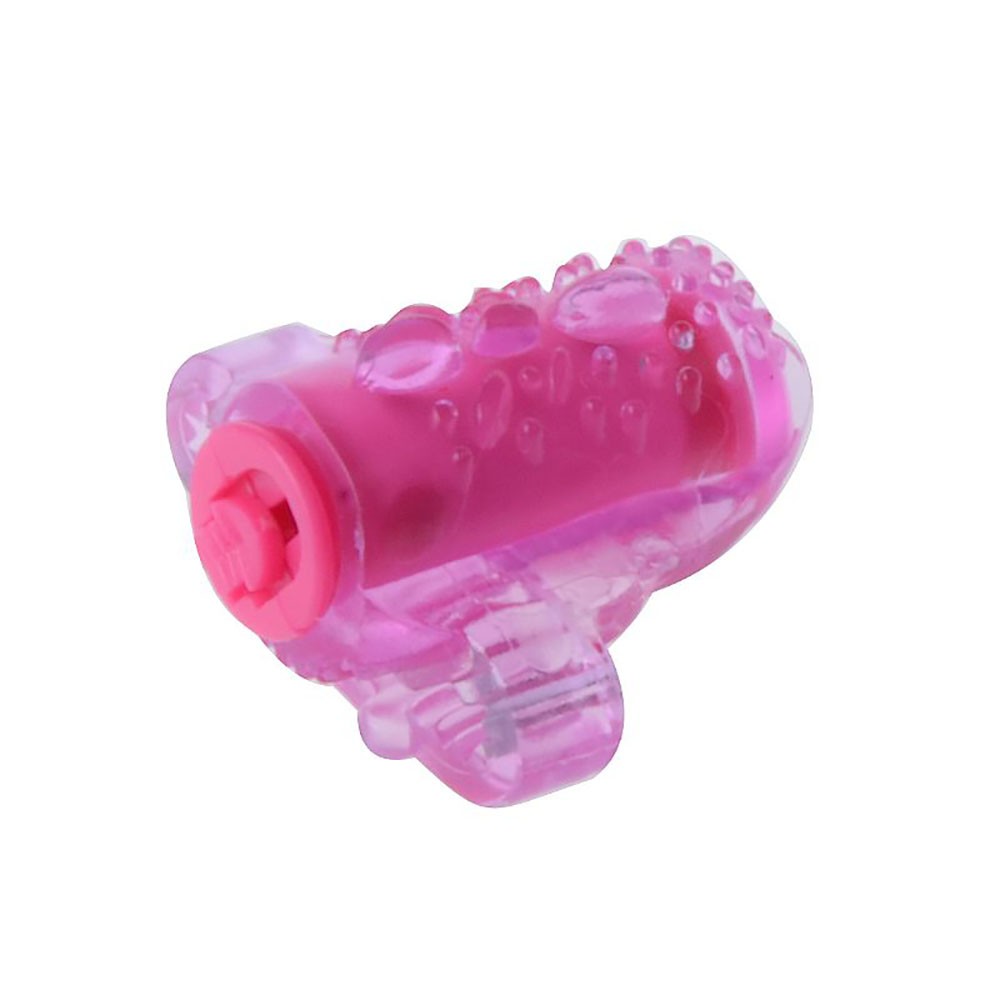 Estimulador de L�ngua Rosa com vibrador, close da parte superior com bolinhas de estimula��o