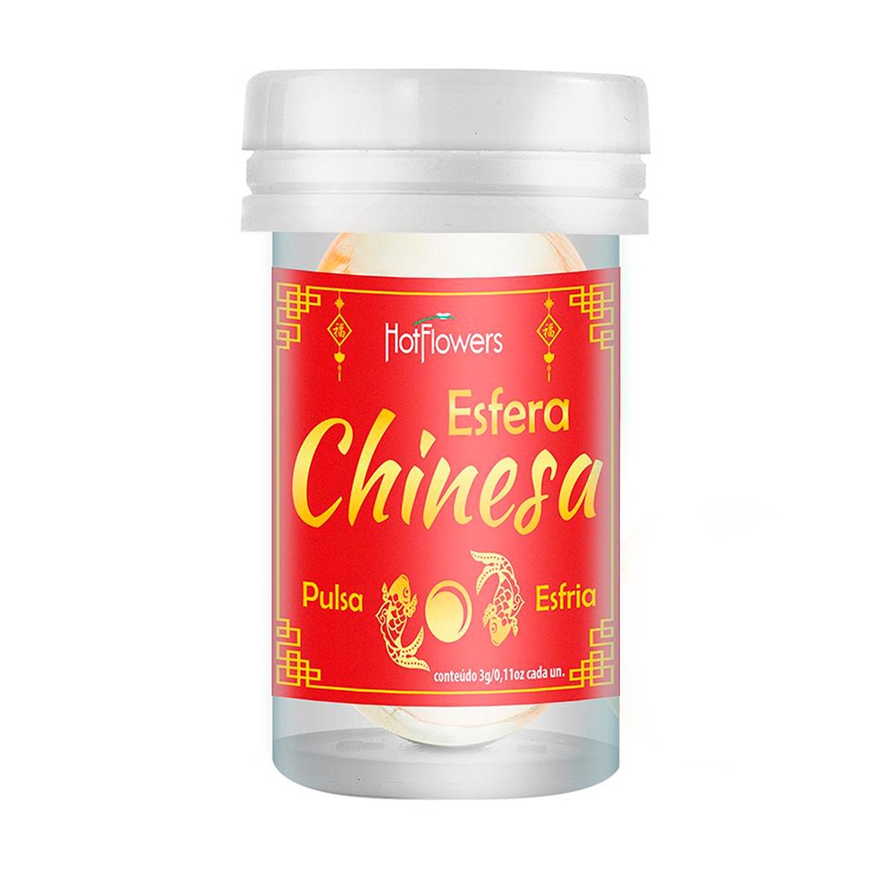 Embalagem da Bolinha de �leo Corporal Esfria e Pulsa Esfera Chinesa 3ml da Hot Flowers