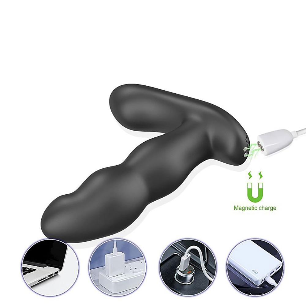 Estimulador de Pr�stata Recarreg�vel em Silicone com controle sem fio, vista de perfil destacando a curvatura ergon�mica e a ponta para a pr�stata