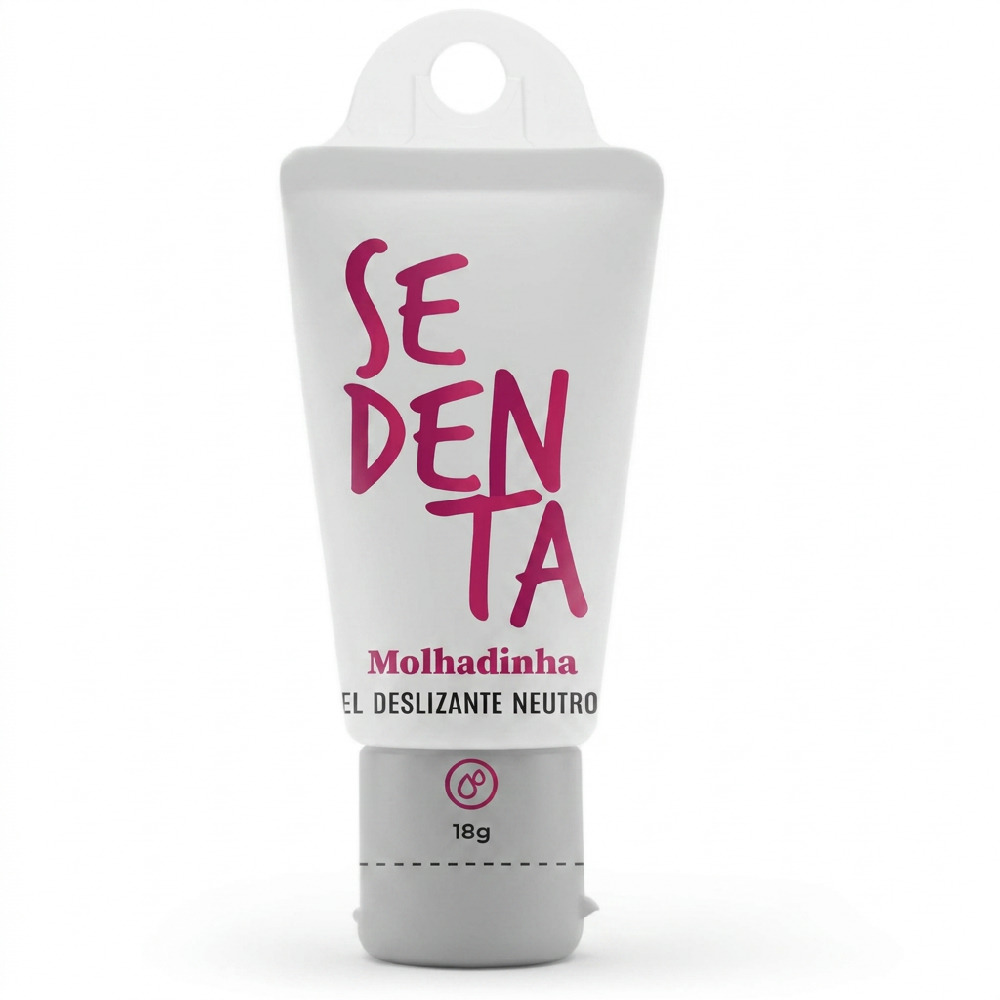 Gel Lubrificante �ntimo Deslizante Sedenta Molhadinha Neutro 18g em fundo branco, destacando sua embalagem clean