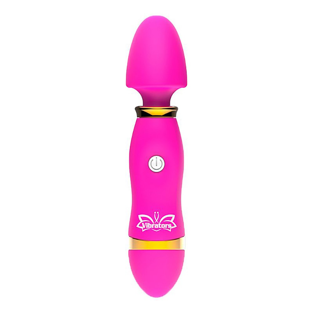 Massageador Er�tico Varinha M�gica Pink, vista frontal, mostrando o formato anat�mico e a cabe�a flex�vel em silicone