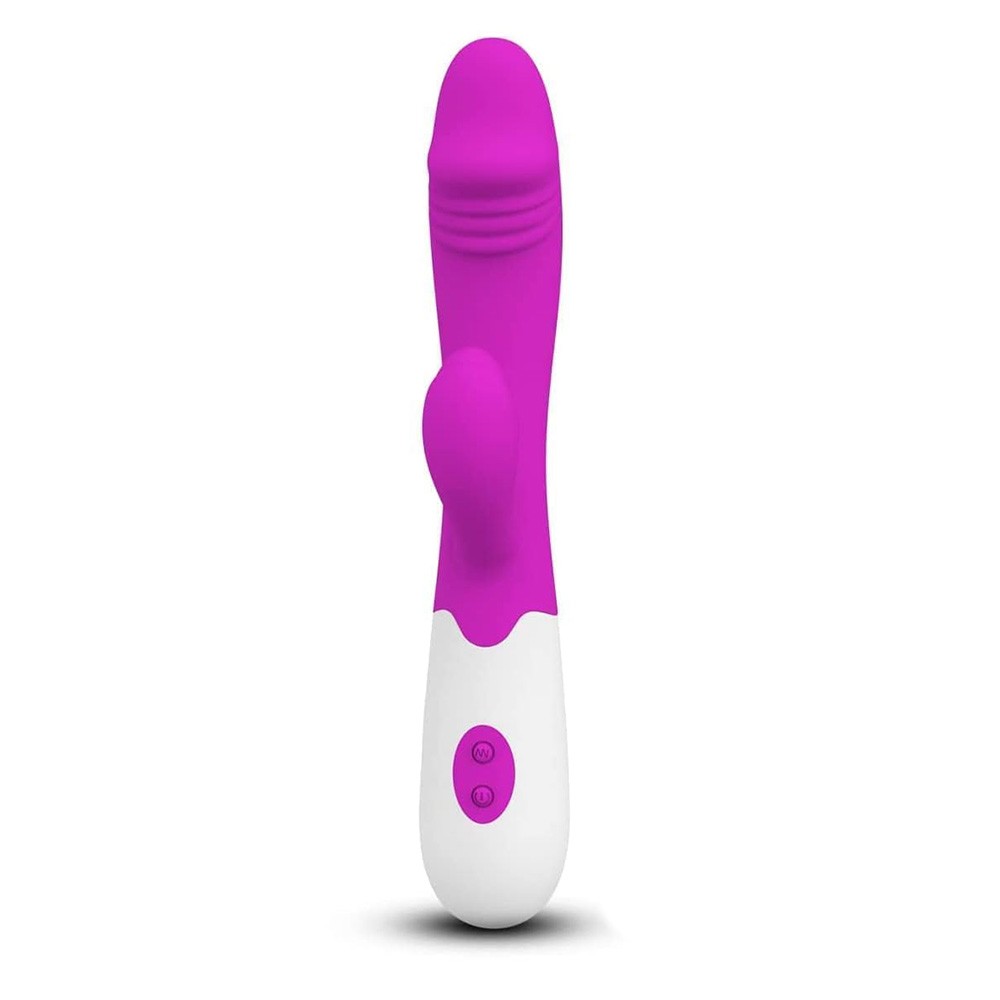 Vibrador Duplo Sime 2 Pink, vista superior mostrando os dois bra�os estimuladores e bot�es de controle.