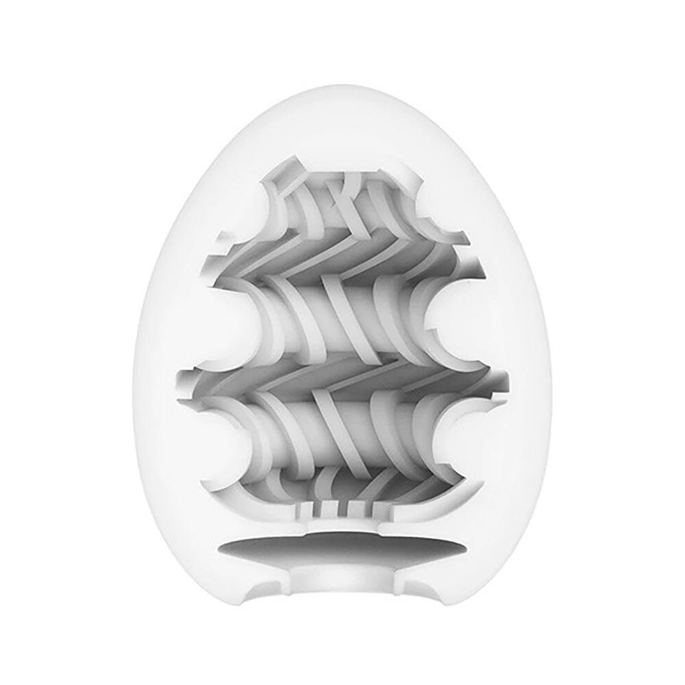 Masturbador Masculino Tenga EGG Ring em corte transversal revelando textura interna