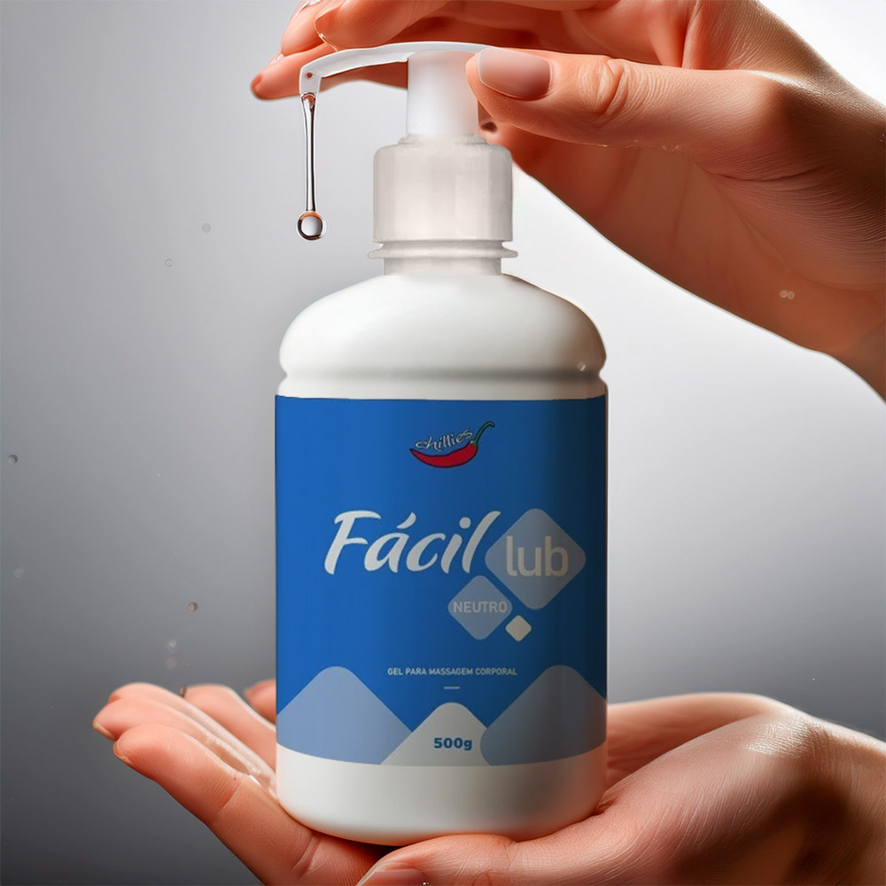 M�os aplicando o Lubrificante F�cil Lub Neutro 500g, mostrando a textura e a v�lvula pump