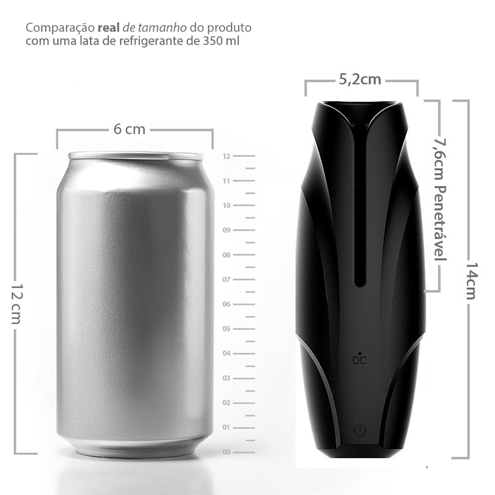 Masturbador Masculino Recarreg�vel Abdul Preto, vista da parte inferior do produto, mostrando a base de apoio e o design discreto