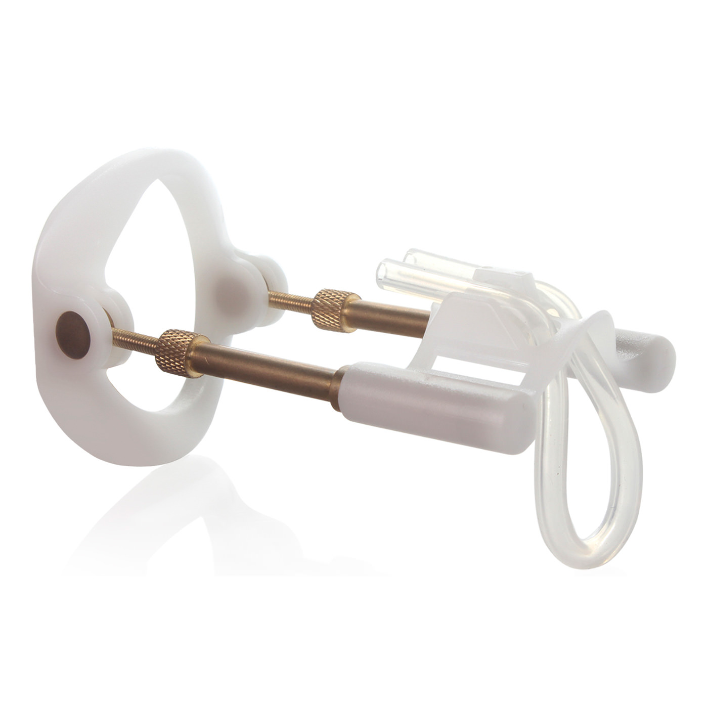 Desenvolvedor Peniano Pro Solution Tensor Tech, Branco - Extensor isolado mostrando os detalhes da estrutura e hastes de ajuste