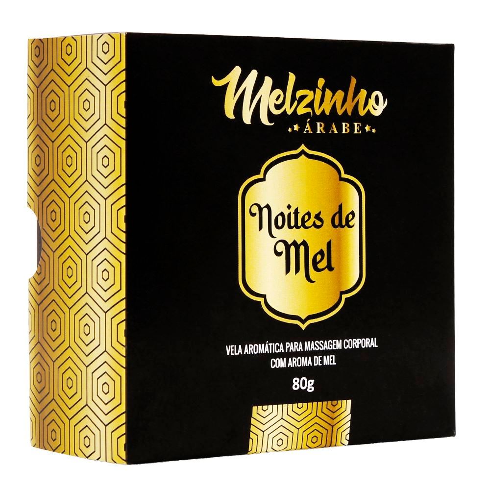 Vela para Massagem Melzinho �rabe, vista lateral da lata dourada com o r�tulo central