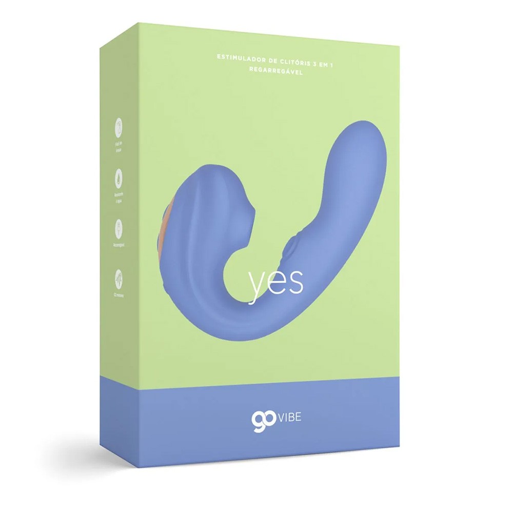 Vibrador Duplo YES Azul em close-up, mostrando a ponta de estimula��o do clit�ris