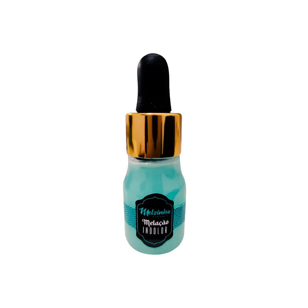 Gel para Sexo Anal Dessensibilizante Melzinho �rabe Indolor Aroma Hortel� 15ml - Frasco com o conta-gotas aberto e embalagem ao fundo, enfatizando o formato do aplicador e a cor do gel.