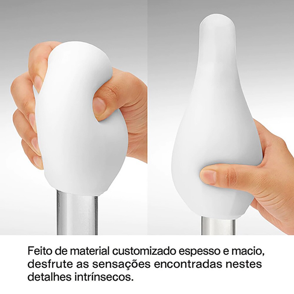 Masturbador Masculino Tenga Geo Coral Branco | Demonstra��o do material flex�vel e abra�ando o p�nis