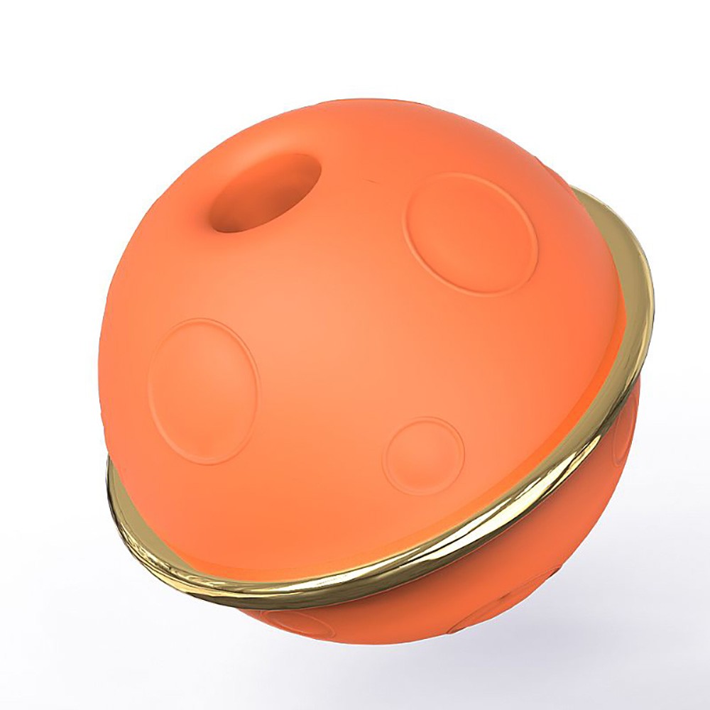 Estimulador de Clit�ris Recarreg�vel Planet Laranja, vista superior, mostrando o exterior em silicone com 'crateras' e anel