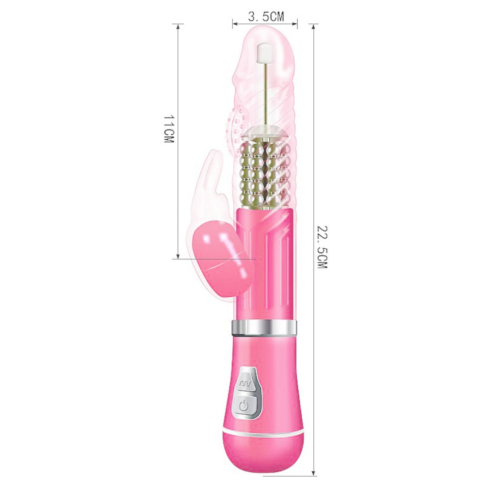 Vibrador Rabbit em Jelly com 9 Vibra��es e 6 Rota��es com Estimulador de Clit�ris Coelho II Rosa - Detalhe da ponta flex�vel
