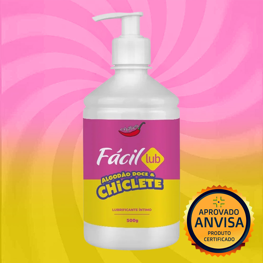 Lubrificante Beij�vel F�cil Lub Algod�o Doce e Chiclete 500g com selo de APROVADO ANVISA Produto Certificado