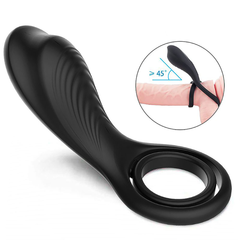 Anel Peniano Rings Preto, vista da parte interna que envolve o p�nis e os test�culos, evidenciando o material flex�vel