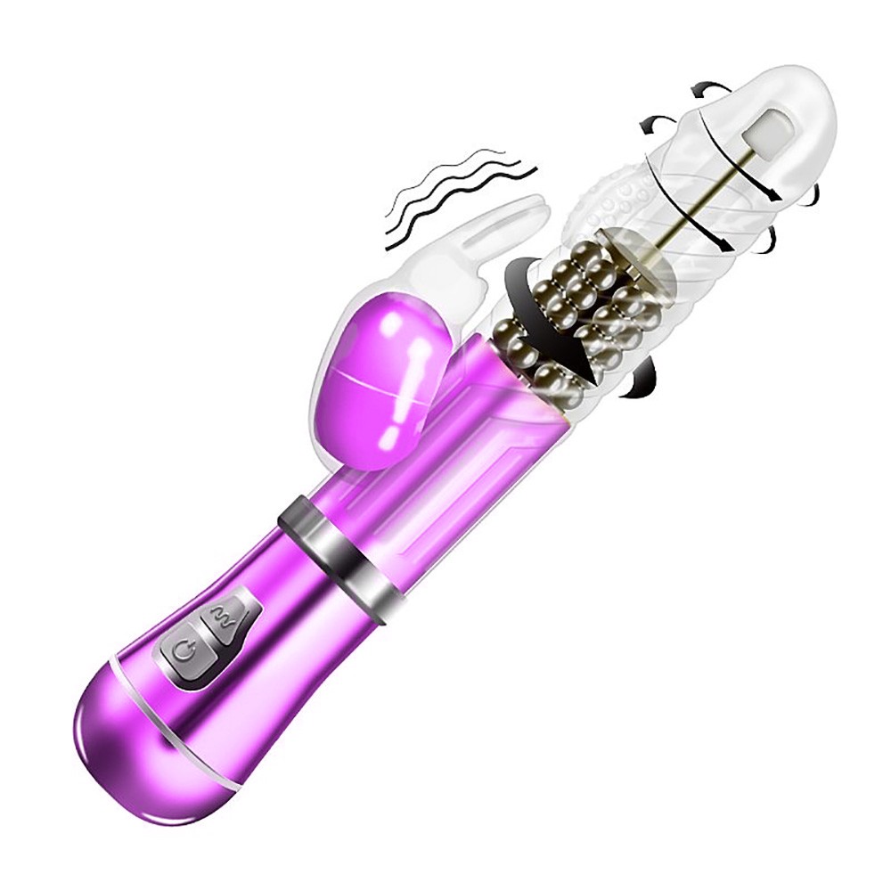 Vibrador Rabbit Coelho II Roxo Met�lico, imagem em movimento mostrando as vibra��es e esferas girat�rias