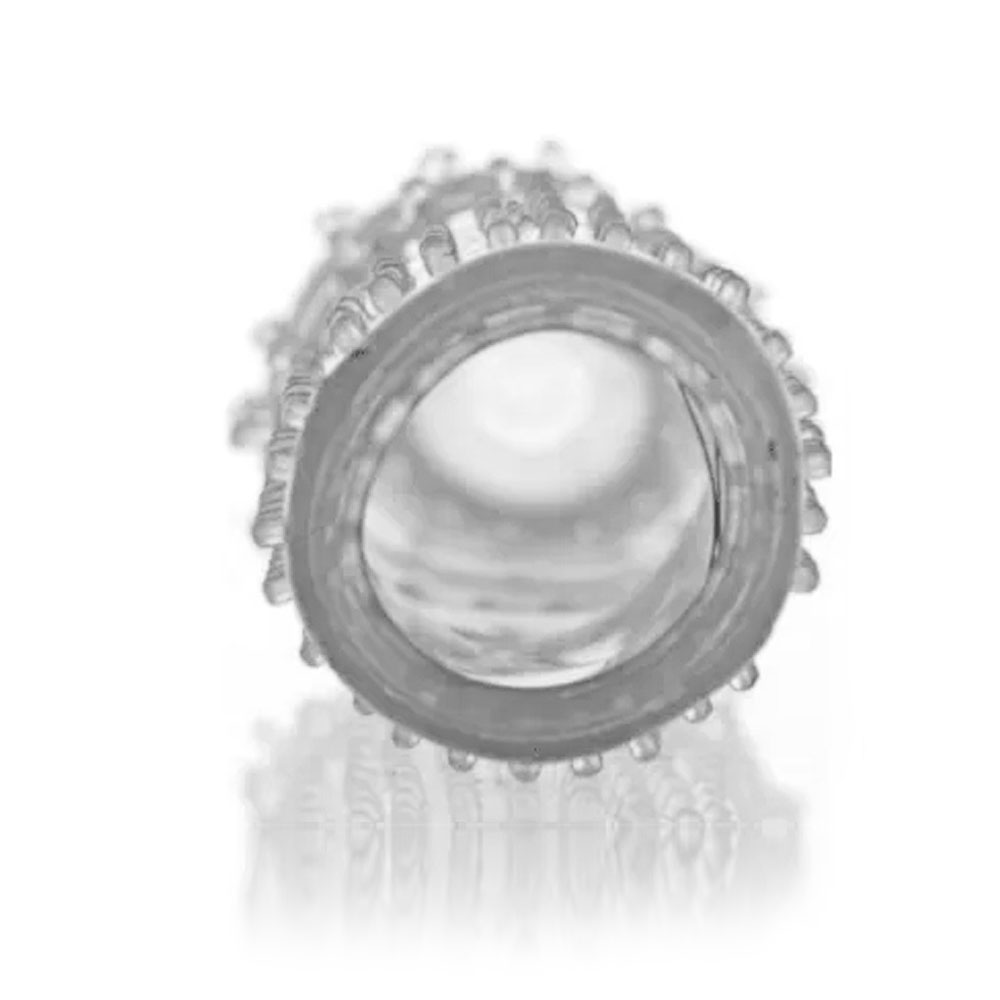capa peniana em jelly transparente com n�dulos massageadores, em diversas poses para demonstrar flexibilidade