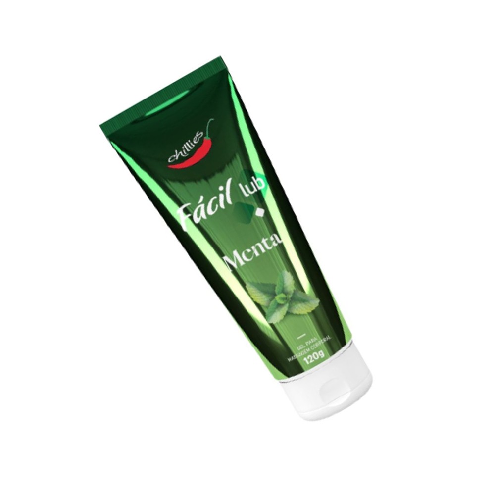 Gel Lubrificante Beij�vel Sabor Menta F�cil Lub 120g - embalagem em angulo com detalhes do r�tulo