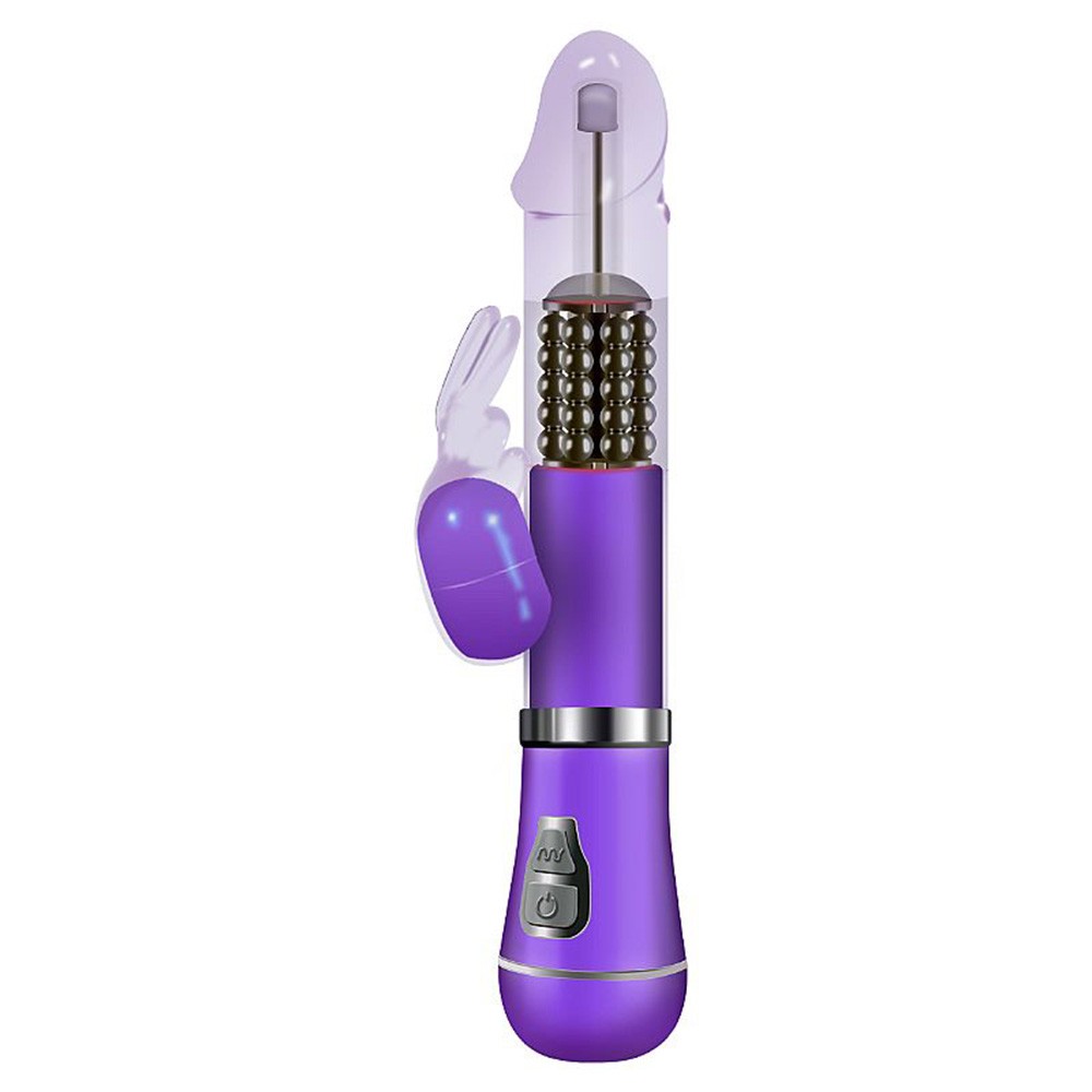 Vibrador Rabbit em Jelly Roxo, vista lateral detalhada do estimulador de clit�ris coelho