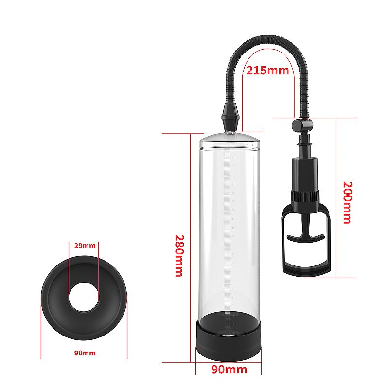 Bomba Peniana Manual com Bocal de Silicone Transparente com medidas de refer�ncia