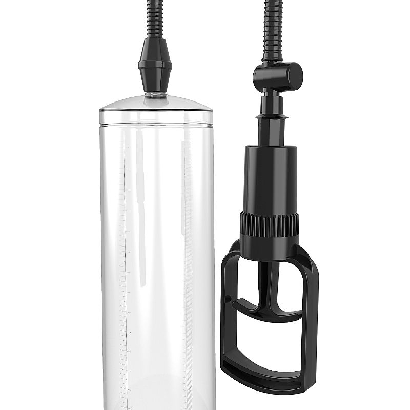Bomba Peniana Manual com Bocal de Silicone Transparente em uso com an�is de silicone na base