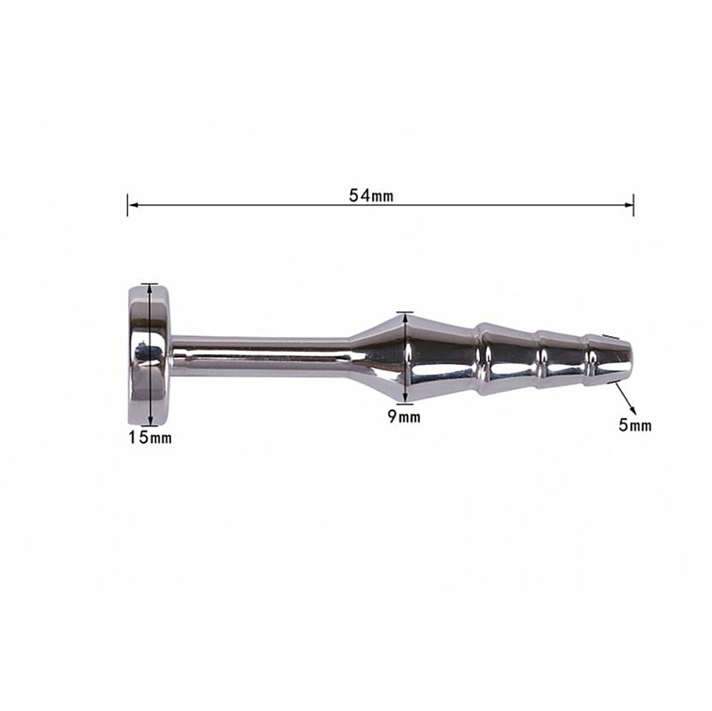 Penetrador de Uretra em A�o para Sounding 5,4 x 0,9cm Prata | Vista Lateral com Medidas