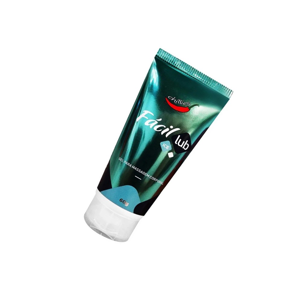 Gel Lubrificante Ice F�cil Lub 60g | Close da embalagem mostrando as informa��es de peso (60g) e o tipo do produto