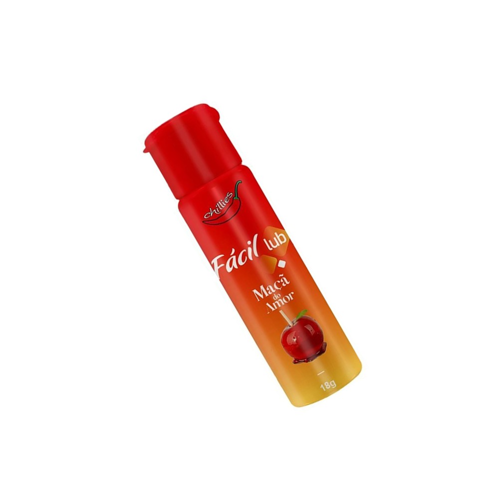 Gel Lubrificante Beij�vel Sabor Ma�� do Amor F�cil Lub 18g em uma vis�o ampla, destacando o frasco completo e a textura suave da embalagem.