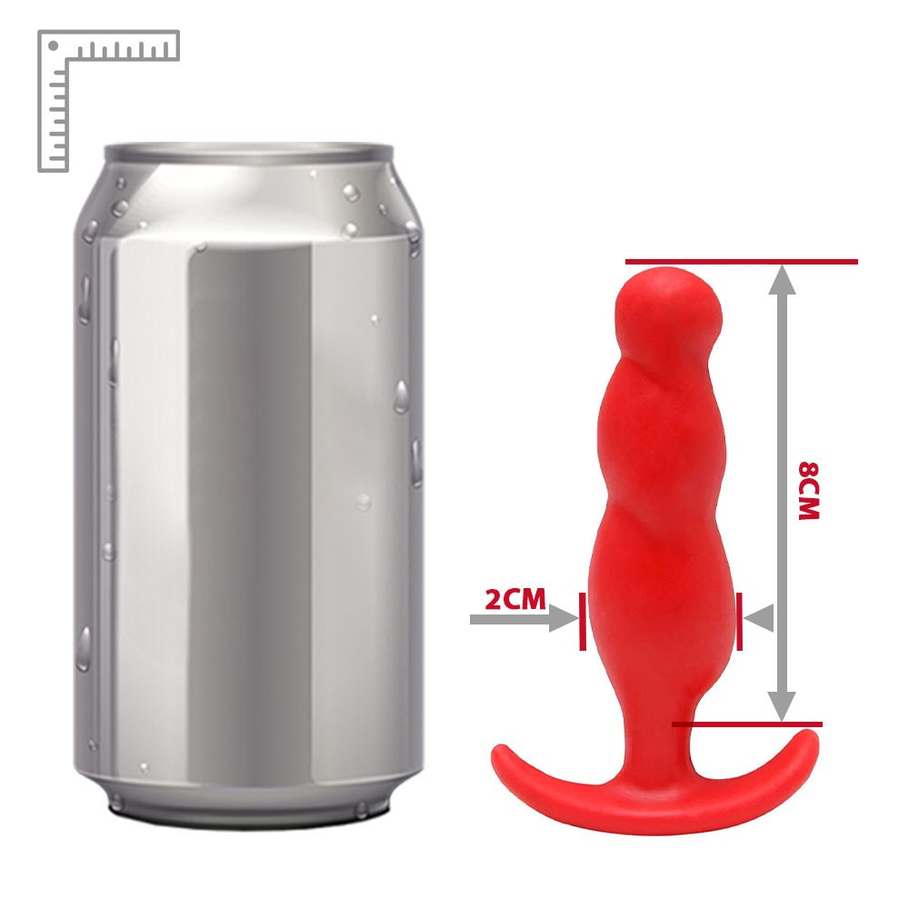 Close da ponta c�nica do Plug Anal Mini Vermelho 8x2cm, ideal para inser��o suave e para iniciantes