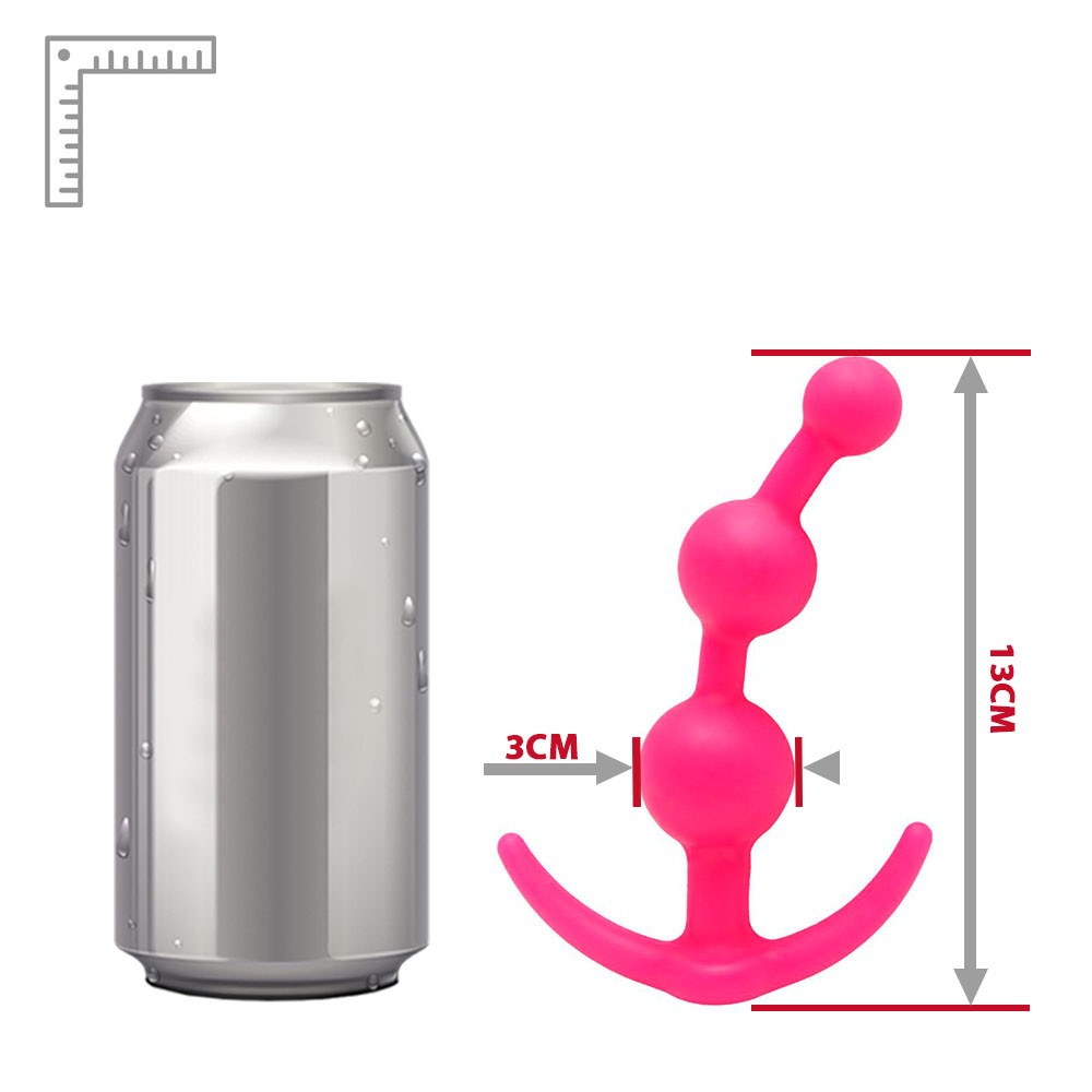 Close no detalhe das bolas do Plug Anal Massageador Balls em Silicone Pink, mostrando a transi��o e a superf�cie suave