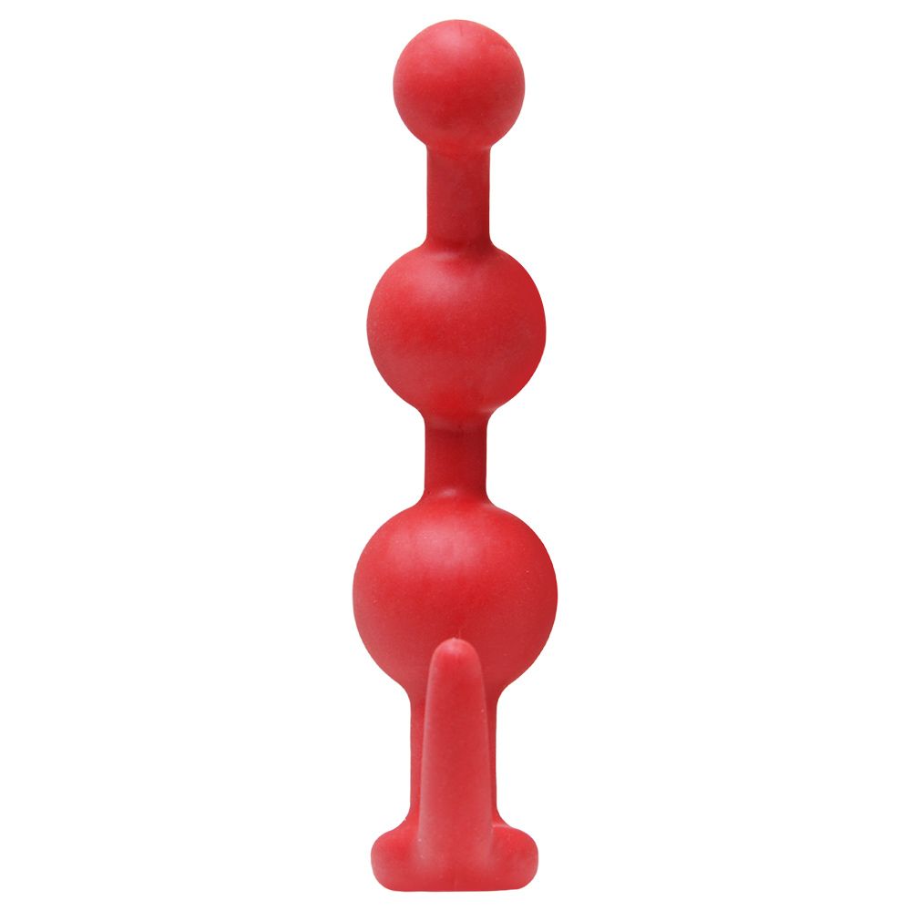 Plug anal massageador Balls em silicone vermelho - vista lateral mostrando as esferas