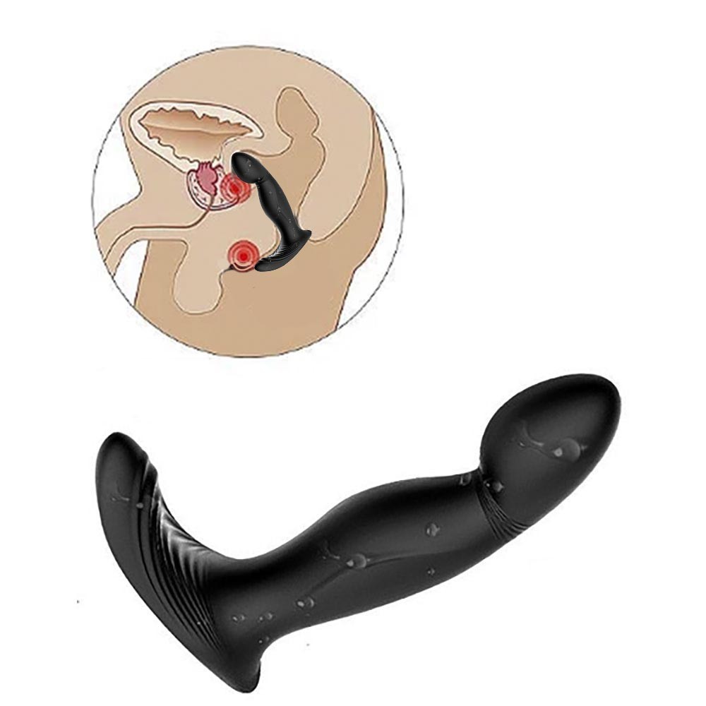 Estimulador de Pr�stata Zeus Preto em Silicone Recarreg�vel com 9 Vibra��es - Detalhe do acabamento liso e anat�mico