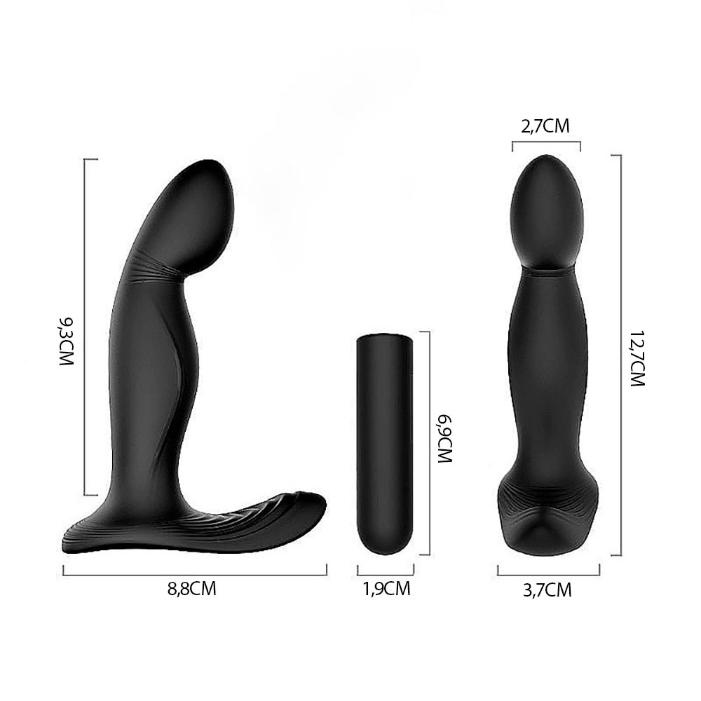 Estimulador de Pr�stata Zeus Preto em Silicone Recarreg�vel com 9 Vibra��es - Close-up do controle embutido