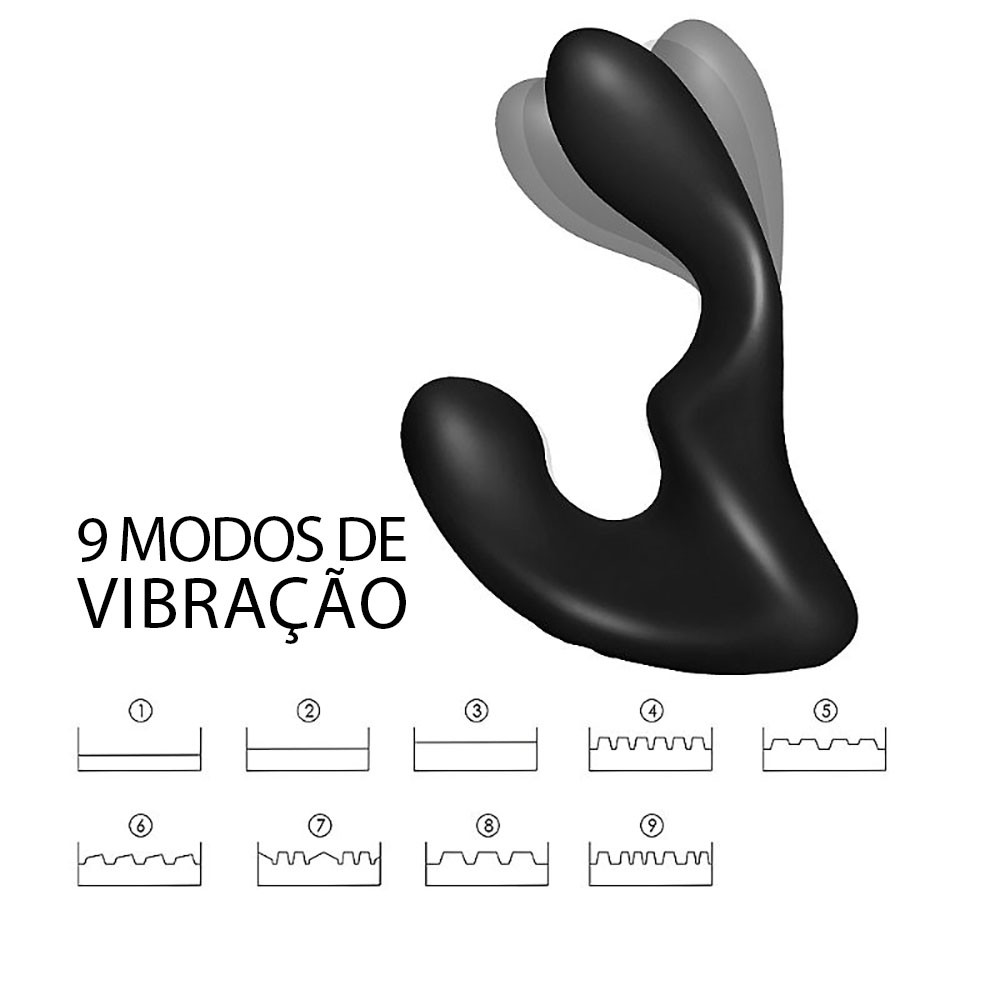 Estimulador de Pr�stata Landys Preto | Detalhe dos 9 modos de vibra��o
