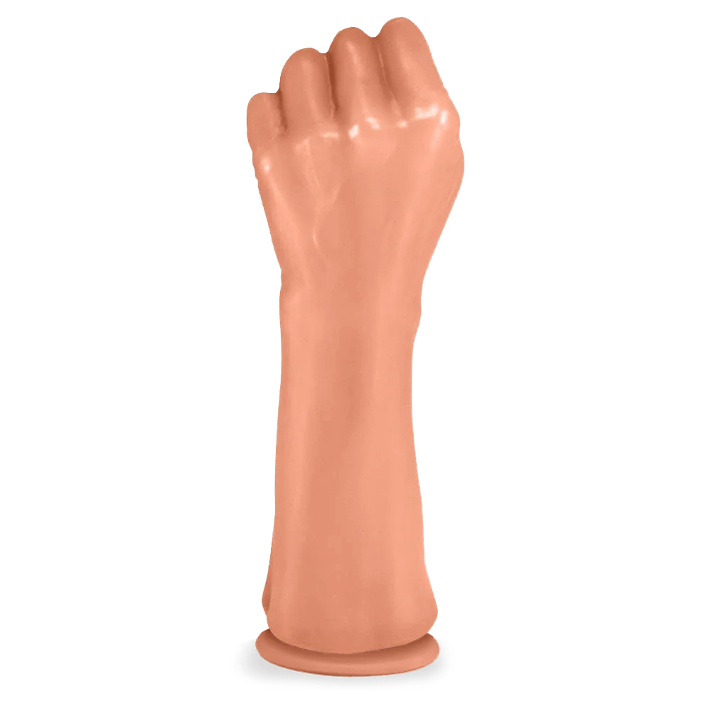 Penetrador Real�stico Hand Fist Punho Bege com ventosa, visto de lado