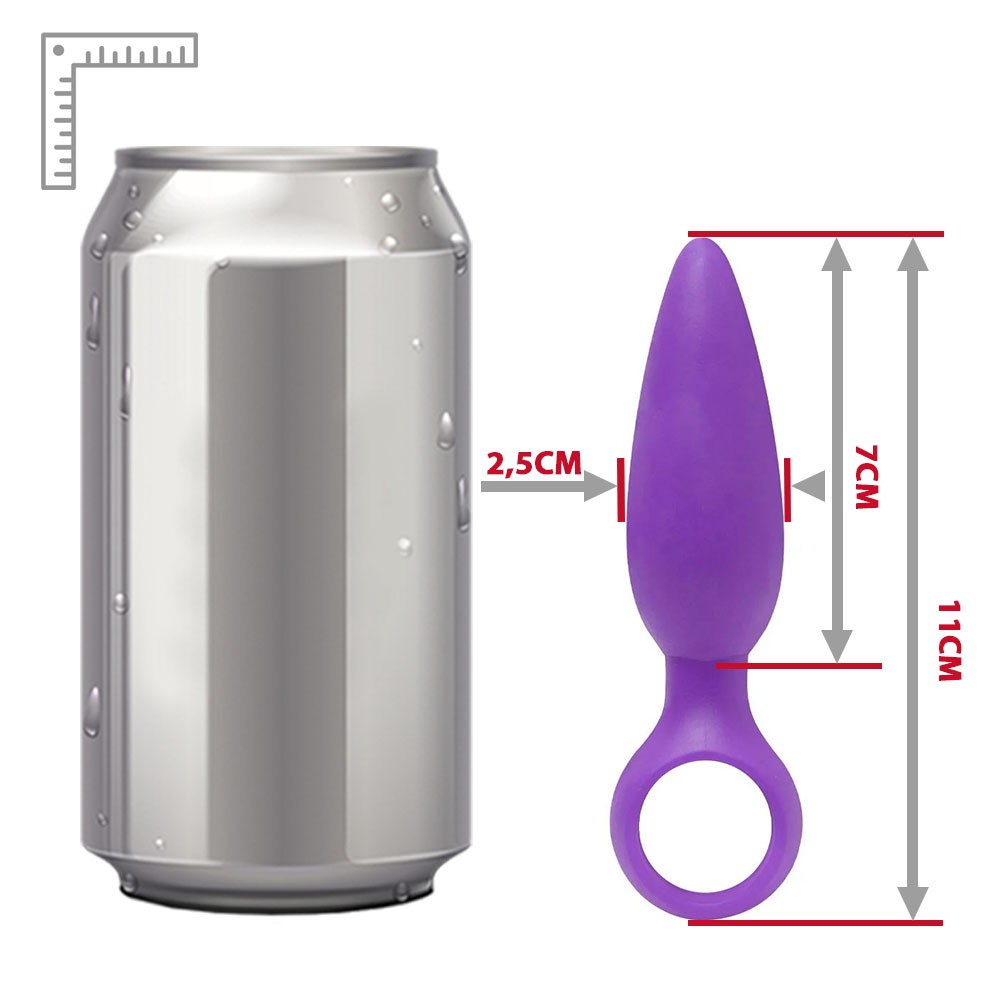 Plug Anal Iniciante Intensive em Silicone Roxo, close na ponta do plug, evidenciando o design para f�cil inser��o