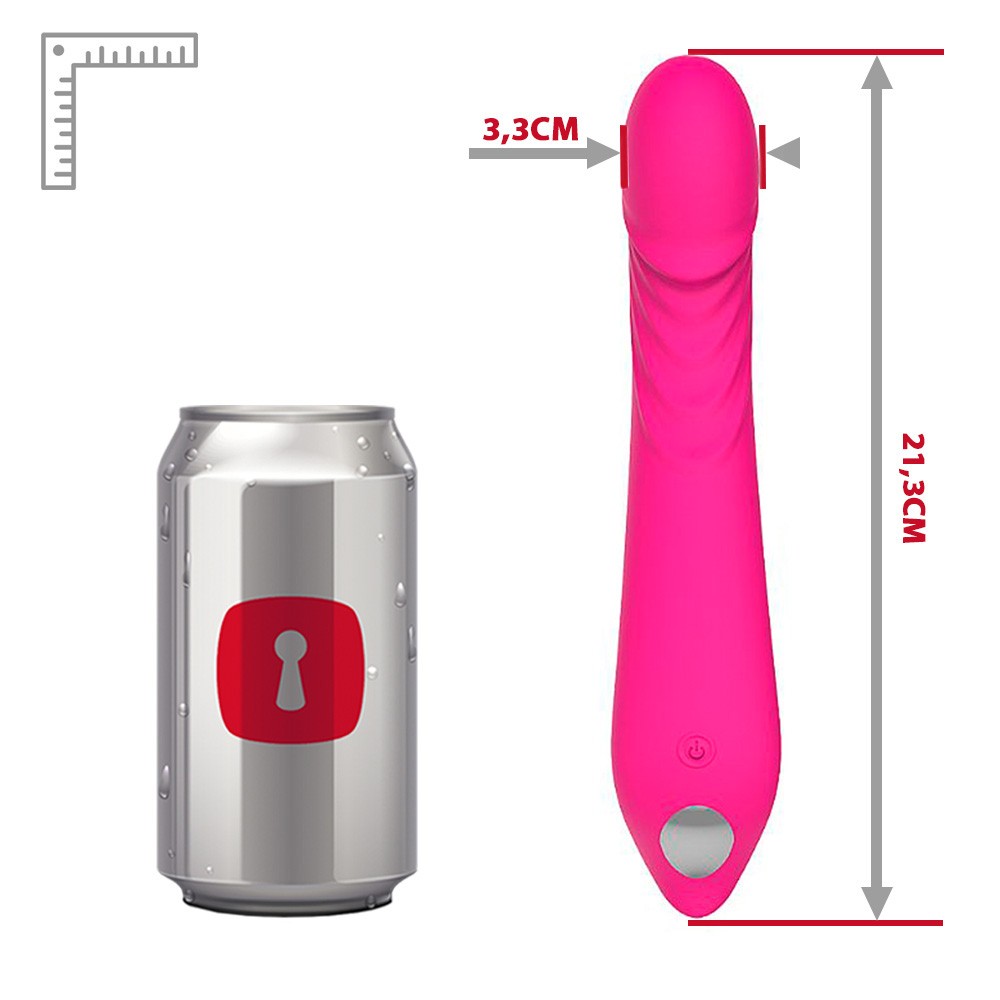 Vibrador Feminino Ares Pink, detalhe da ponta suave e flex�vel para estimula��o precisa.