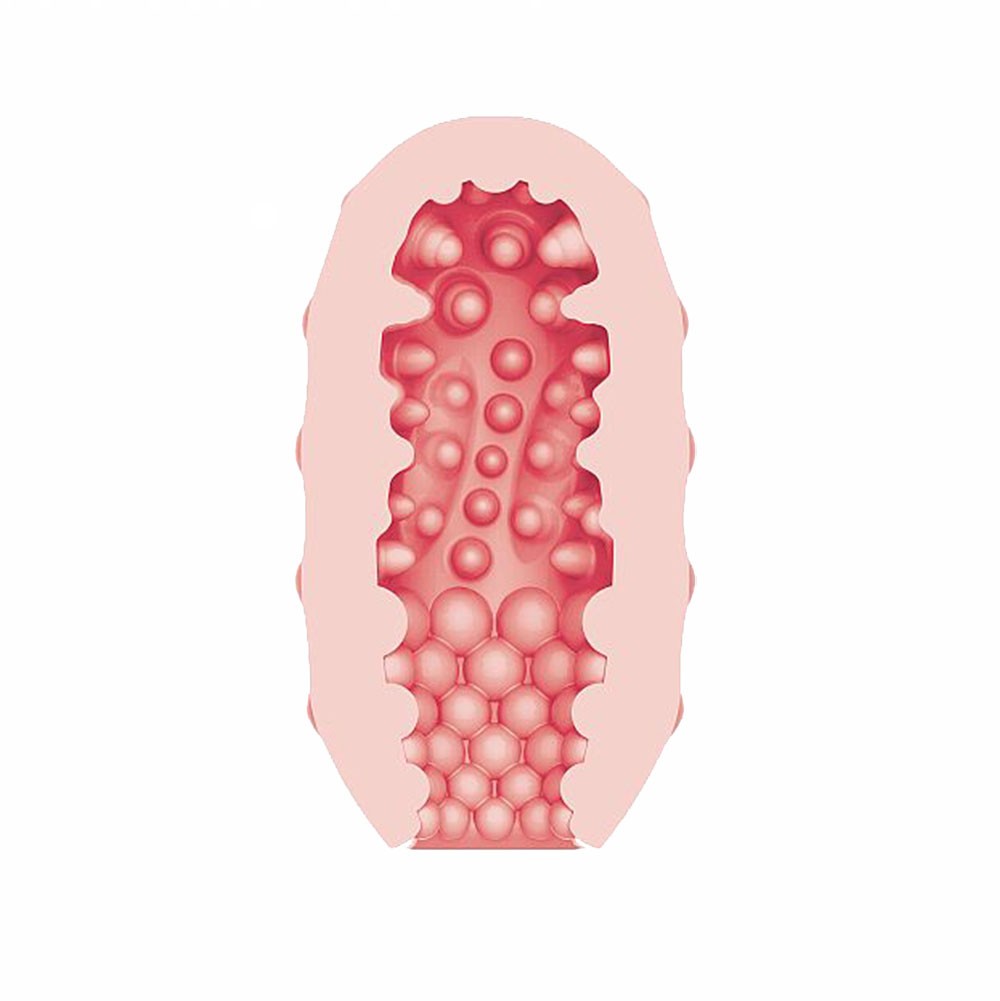 Masturbador Masculino Cupid-X Seductive Golf em Silicone, mostrando o corpo branco e rosa e a textura interna