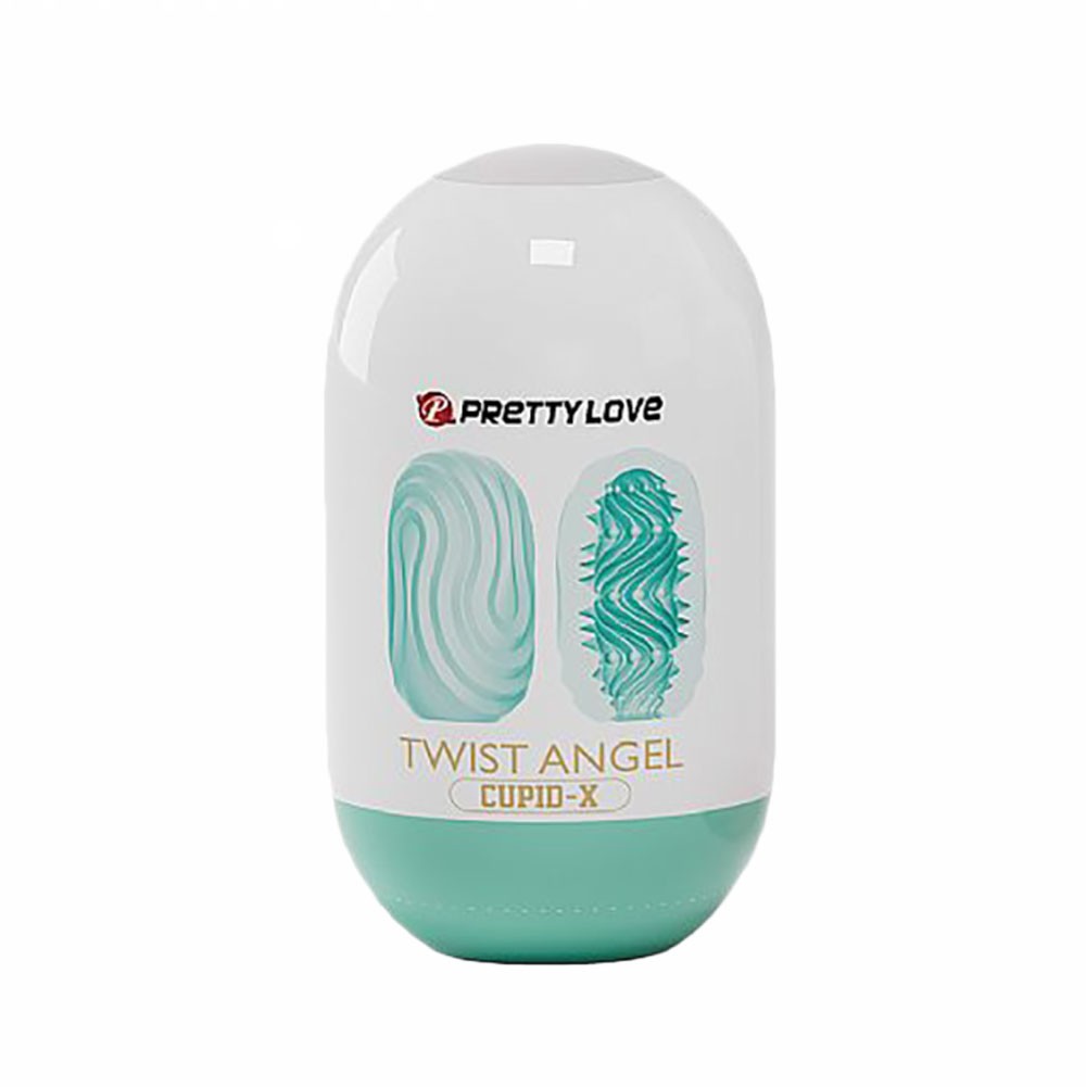 Masturbador masculino Cupid-X Twist Angel, mostrando o interior texturizado do silicone e a forma da c�psula aberta