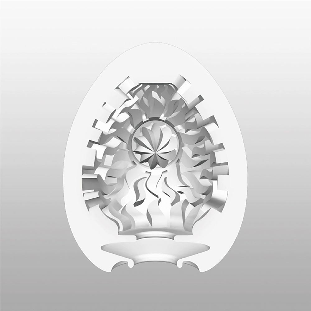 Corte transversal do Masturbador Tenga Egg Shiny Hard Boiled mostrando textura interna de est�mulo forte