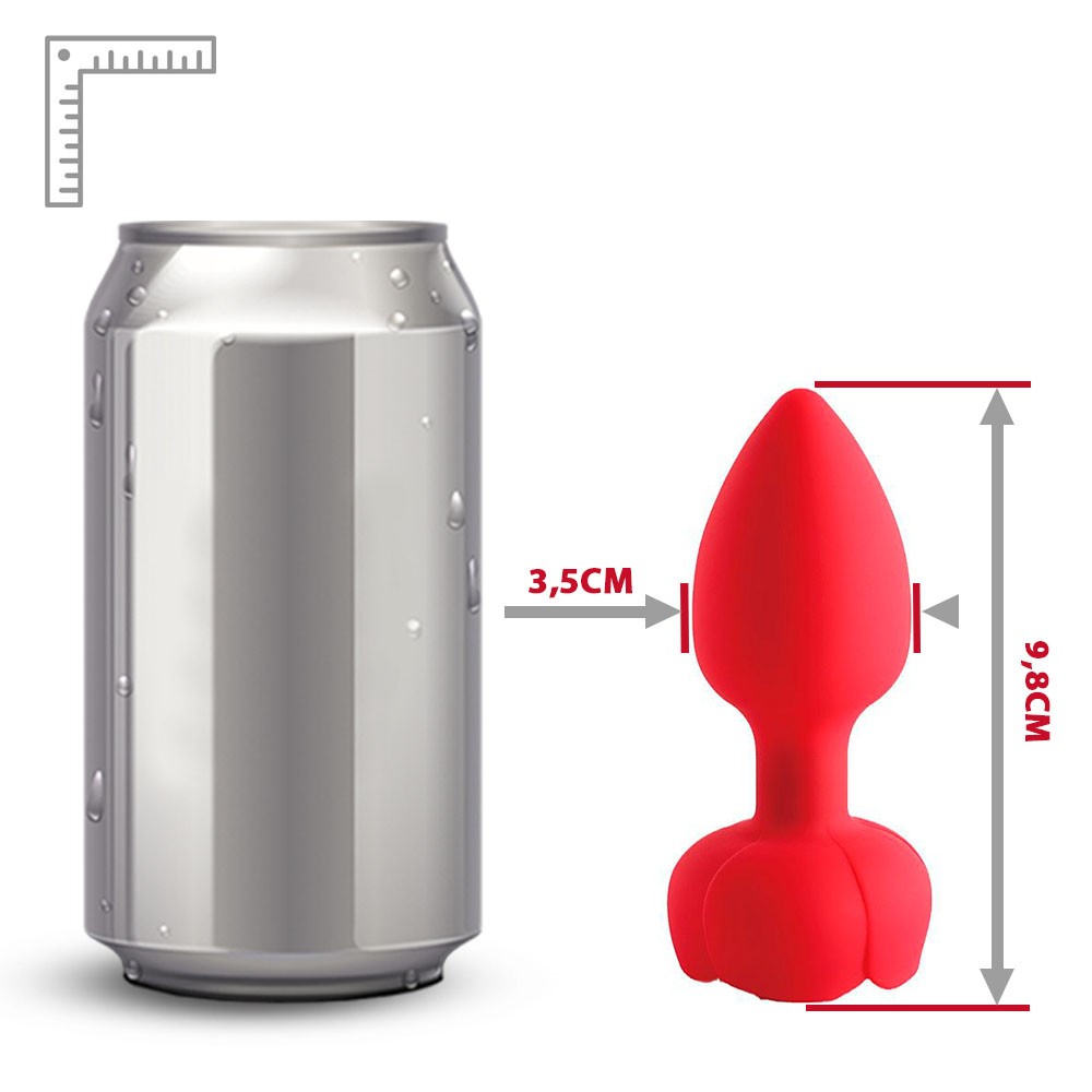 Vista da ponta e corpo do Plug Anal de Silicone Vermelho, real�ando o material flex�vel e toque aveludado