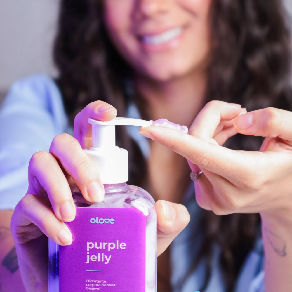 Frasco do Gel Hidratante Corporal Sensual Pink Jelly em fundo branco, destacando a textura do gel e o r�tulo
