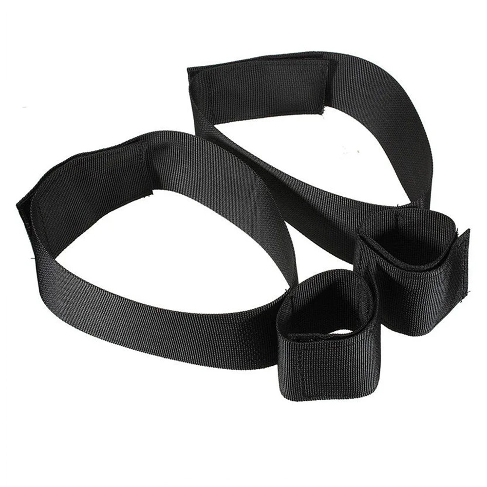 Algema com Imobilizador de Coxas em Nylon com Velcro Preto - Detalhe das algemas de punho e coxa
