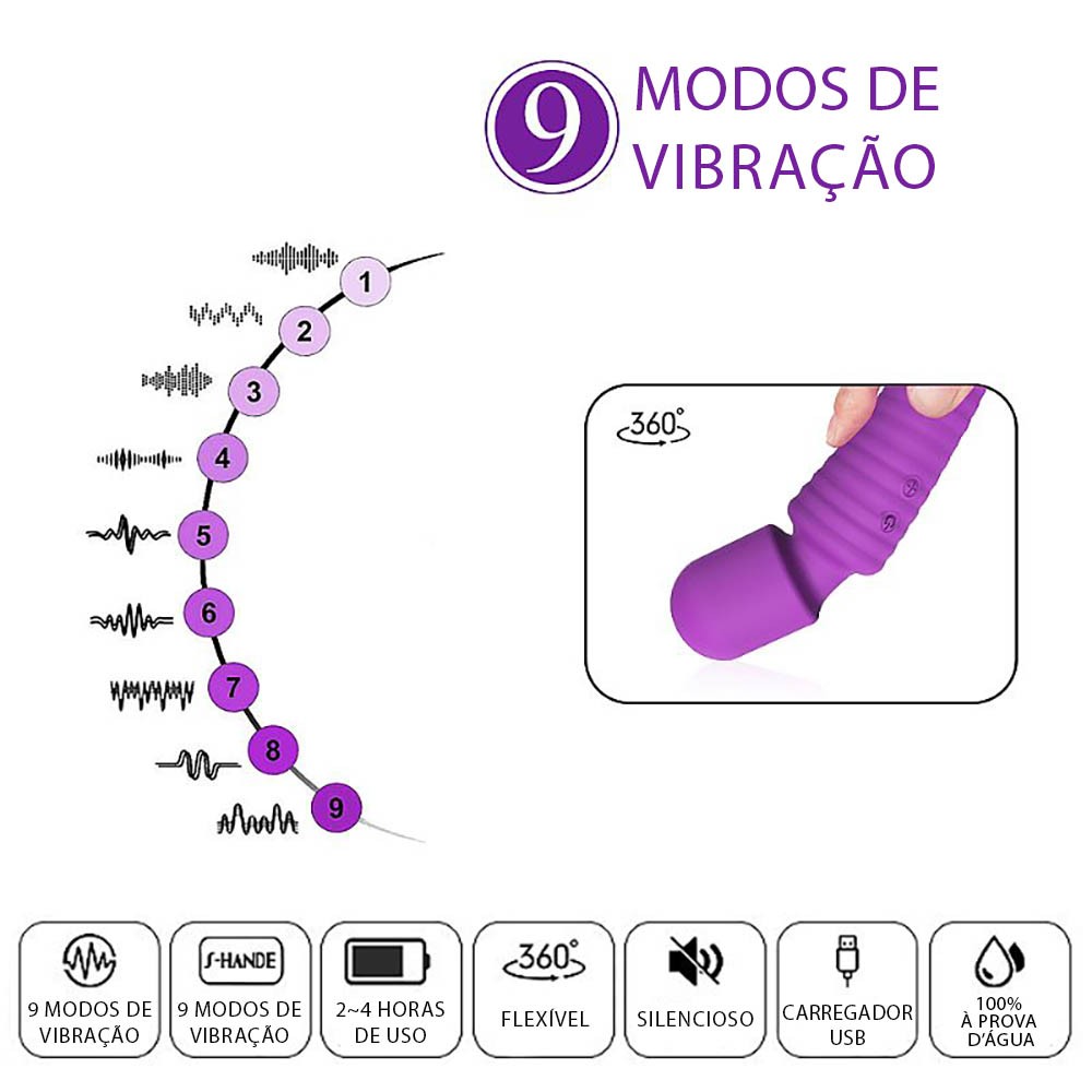 Detalhe do Massageador Er�tico Star Roxo com superf�cie texturizada e bot�es de controle.