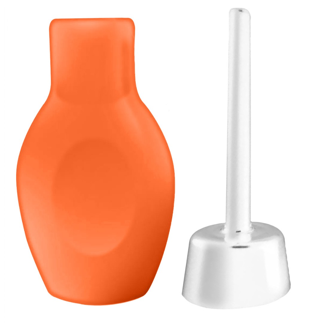 Ducha Higi�nica �ntima 100ml Laranja com as partes separadas, destacando a rosca de conex�o