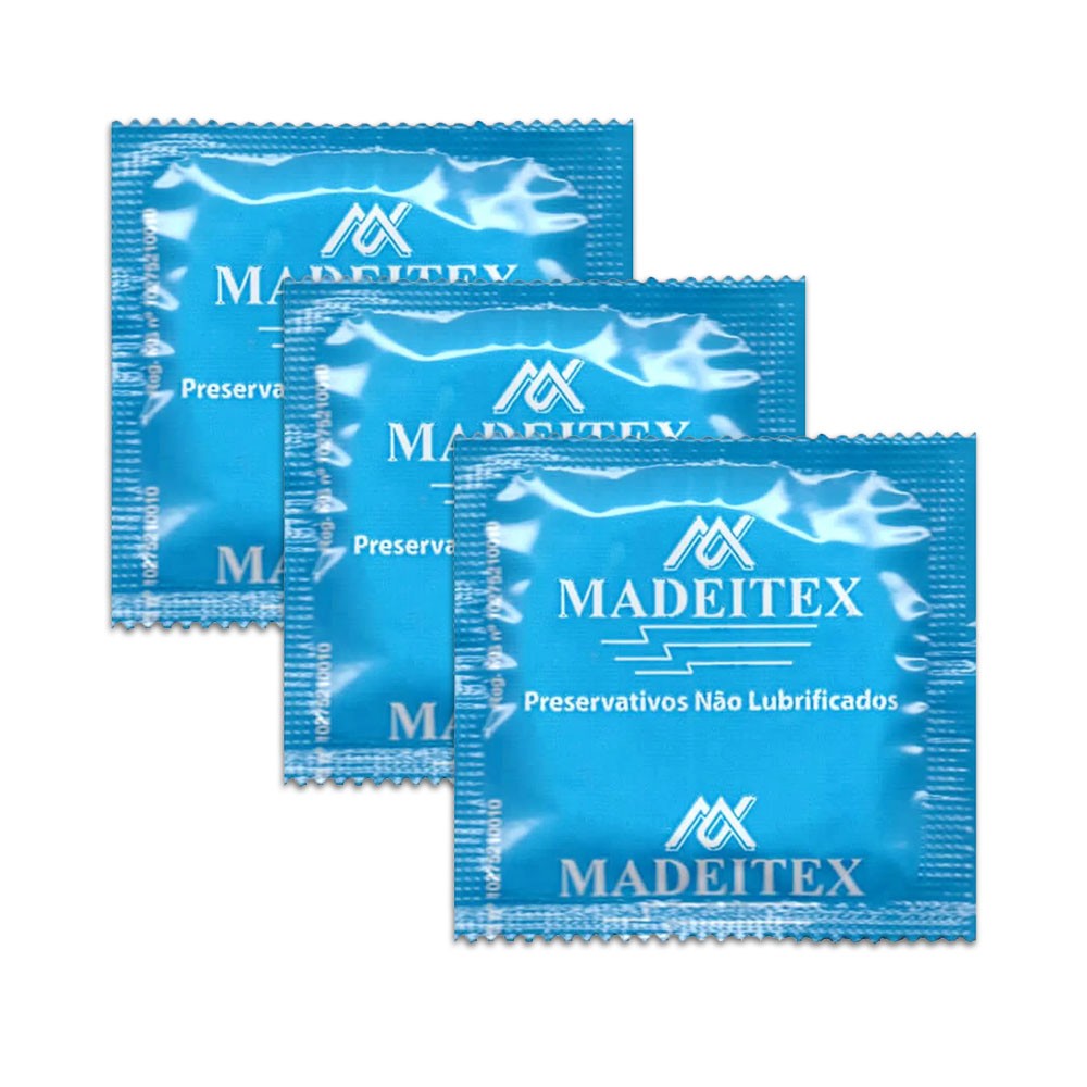 Preservativo Madeitex N�o Lubrificado com 3 Unidades | Envelopes individuais do preservativo com logo Madeitex