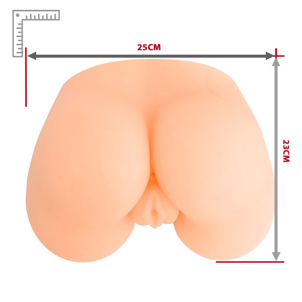 Masturbador Vagina em Cyberskin com Formato de Bumbum Bege, vista lateral em posi��o de uso
