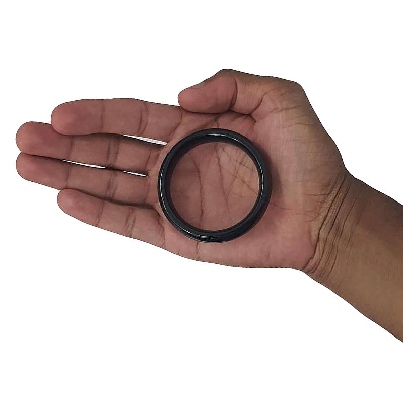 Vista frontal do Anel Peniano em A�o Prolongador de Ere��o 5,0cm Preto, destacando o formato circular