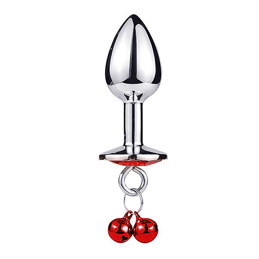 Plug Anal Joia em A�o Redondo com Sininho Tamanho P Vermelho, vista lateral com formato anat�mico ergon�mico