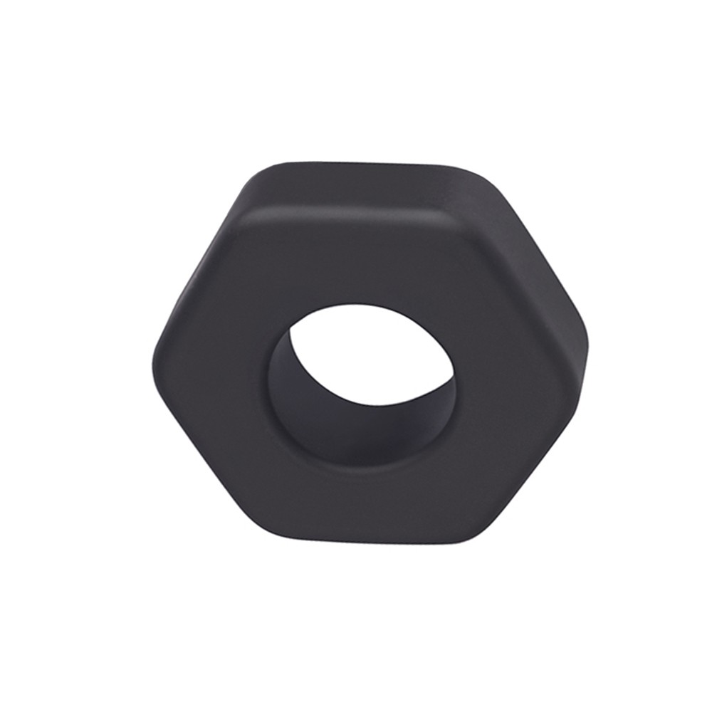 Anel Peniano em Silicone Dom A8 Preto com sua caixa de embalagem Dom Prazer para Homens, exibindo �cones de f�cil uso e super flex�vel